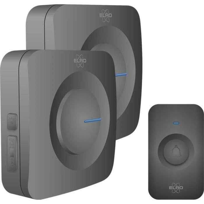 ELRO DB3000 trådlös dörrklocka - 2x batterimottagare - 64 melodier - 300m - svart