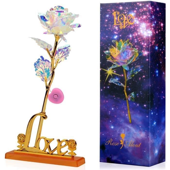 Eternal Rose - Lysande Ros 24 K Guldpläterad - Romantisk Blomma med Box - Bröllops- och Jubileumsgåva