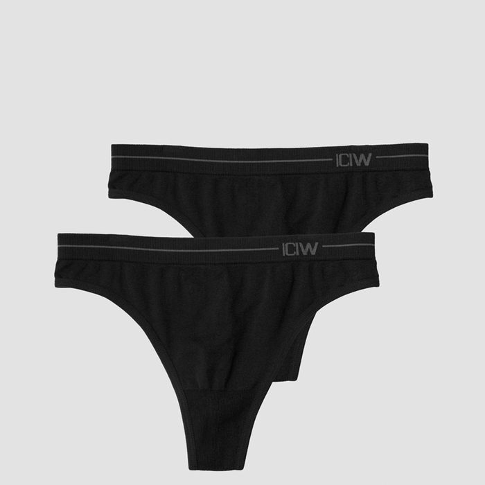 Everyday Seamless Thong 2-pack,Black