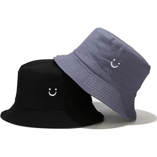 Fiskarhatt Tvåsidig Bucket Hat med Smile - Unisex Solhatt för Sommar