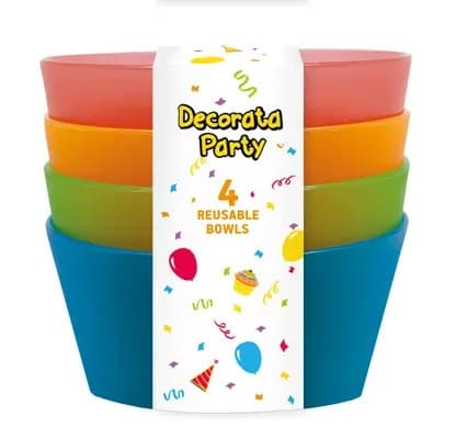 Färgad halvtransparent plast djup tallrik, 4-pack