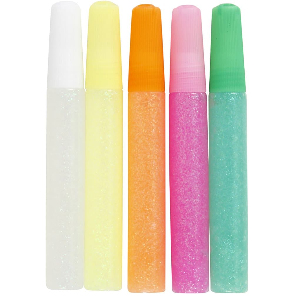 Glitterlim pastellfärger 5-pack