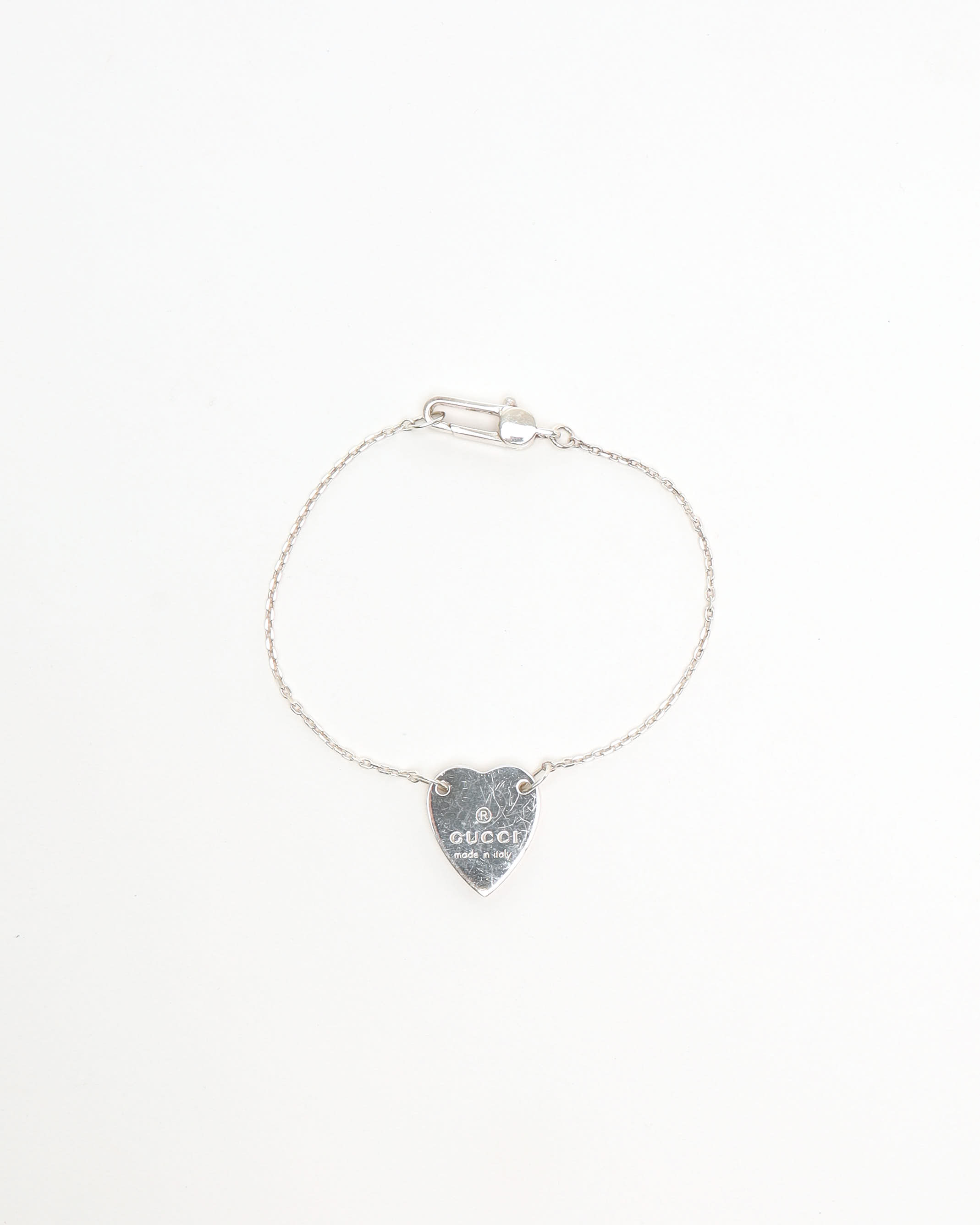GUCCI Silver Heart Charm Bracelet