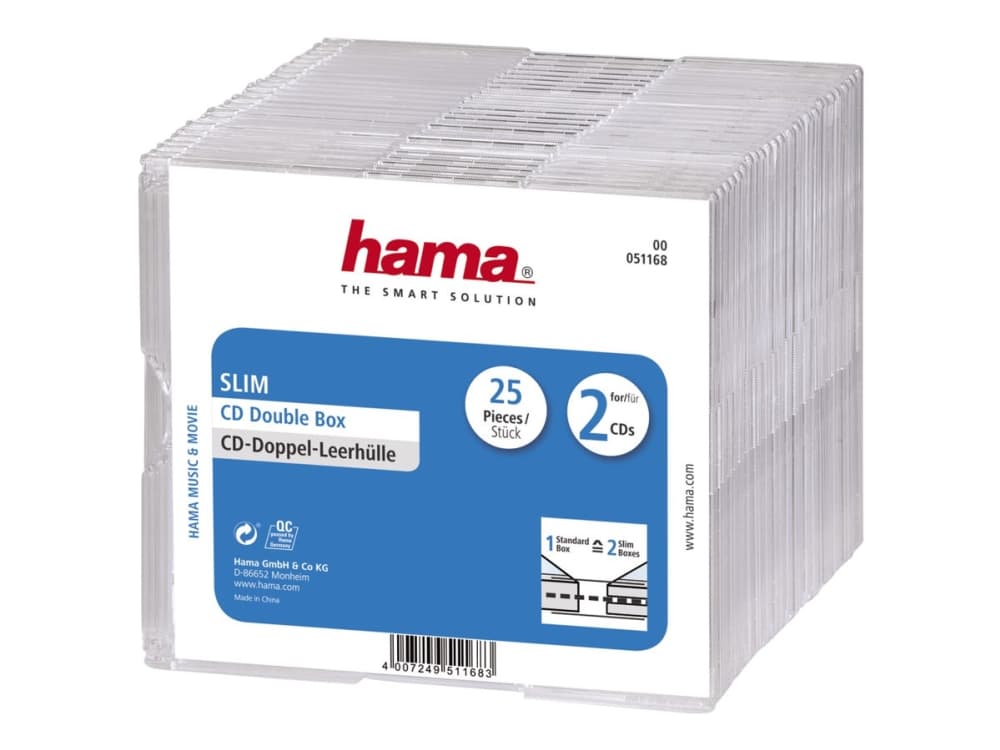 Hama - Tunt fodral för arkiverings-CD - kapacitet- 2 CD - transparent (paket om 25)