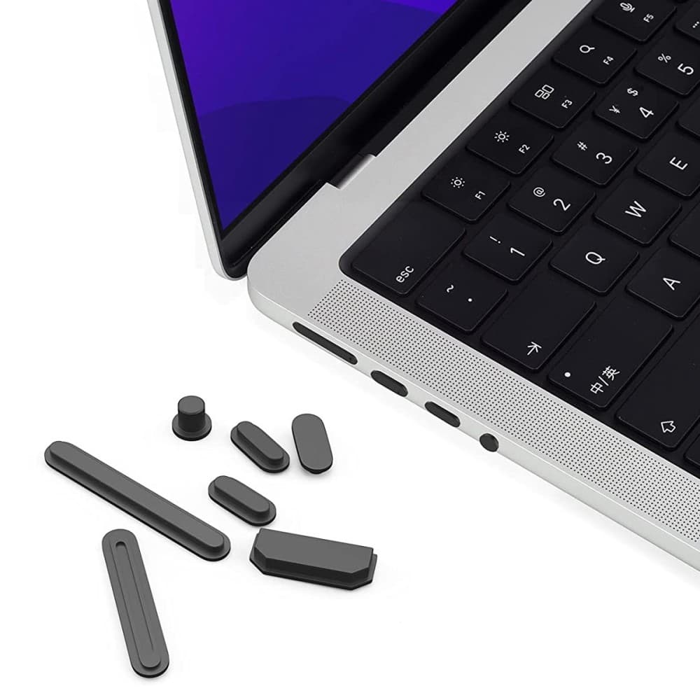 HAT PRINCE Dammplugg Silikon Set MacBook Air 13/Pro 14/Pro 16 Svart