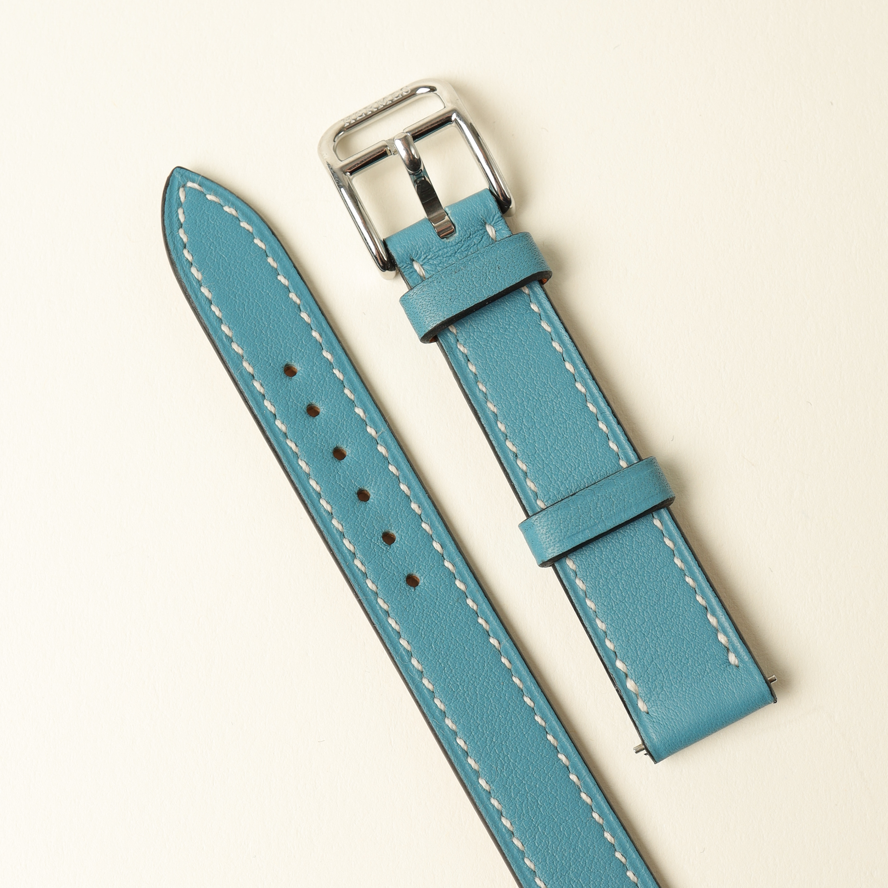 HERMÈS 14mm Leather Double Tour Watch Strap