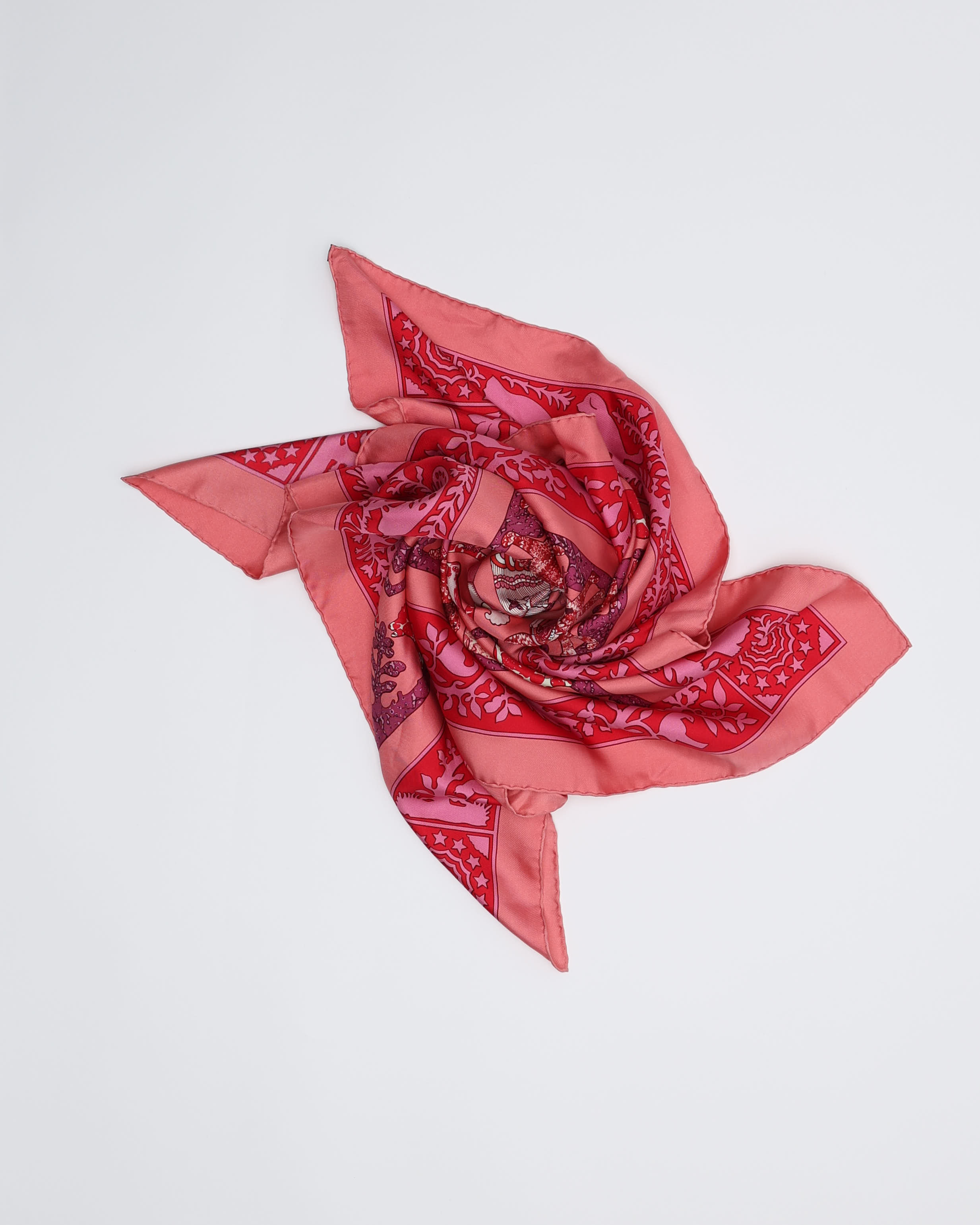Hermès 90 Early America Pink Silk Scarf
