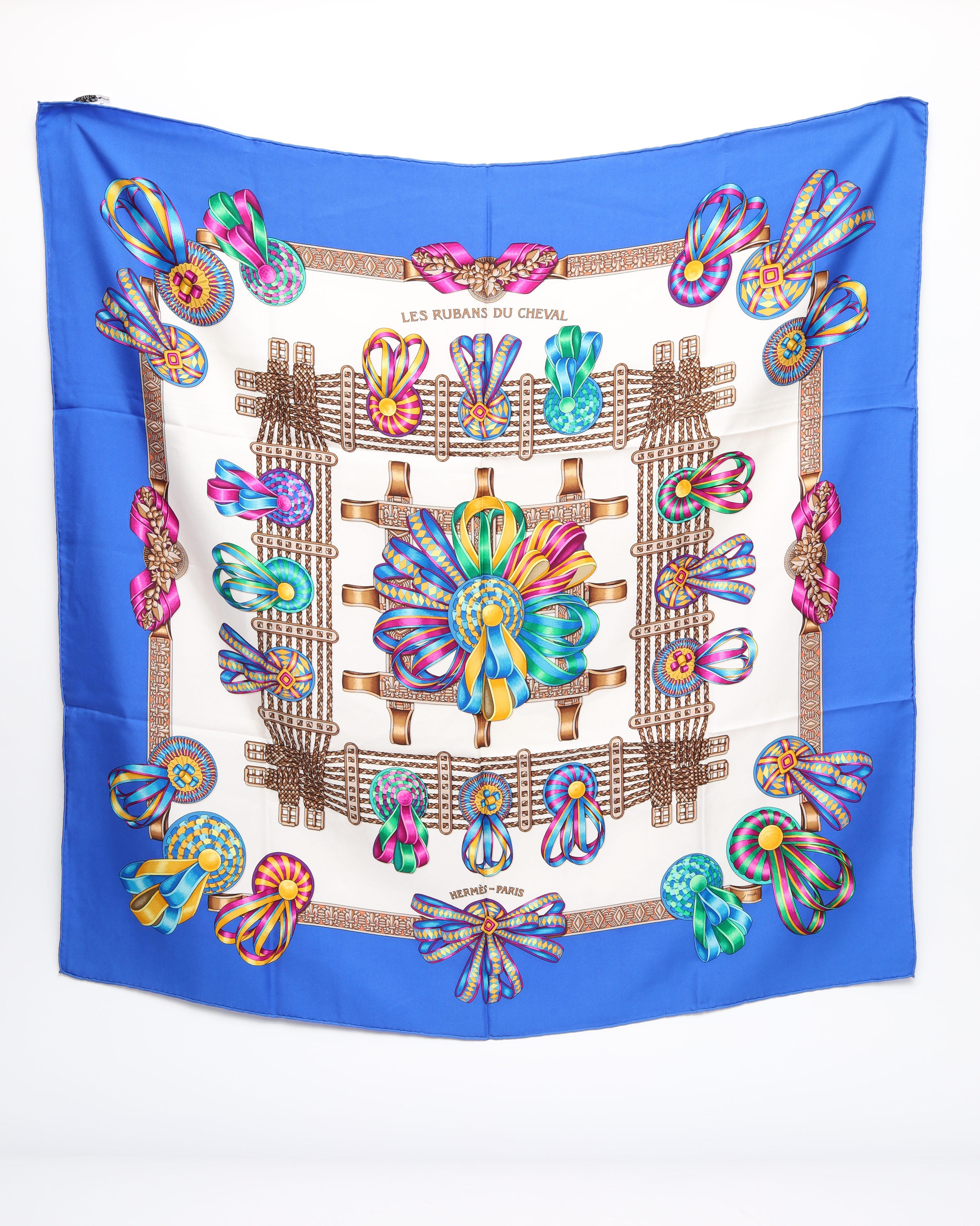 HERMÈS Carré 90 Les Rubans Du Cheval Silk Scarf