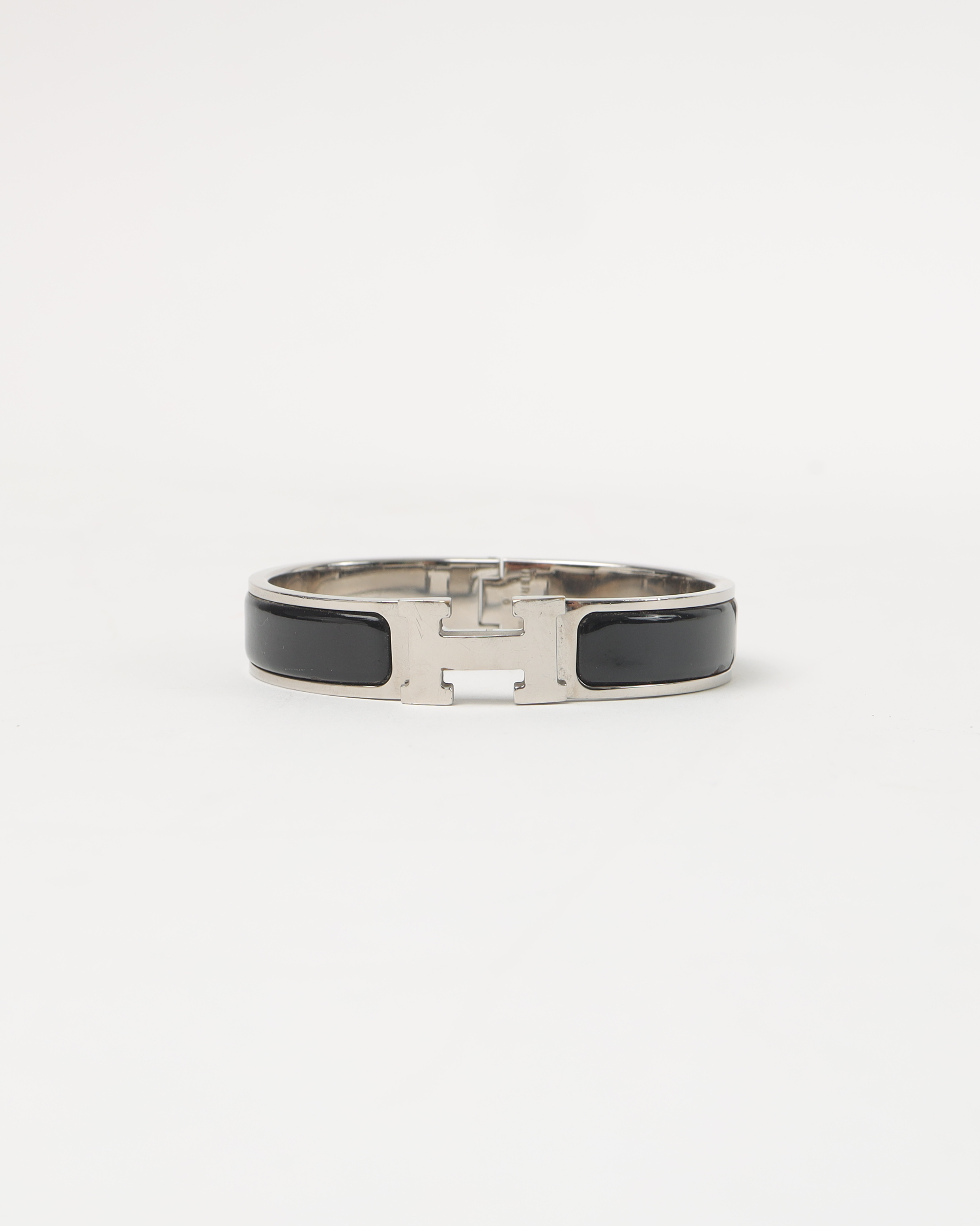 HERMÈS Clic H Black Enamel Bracelet