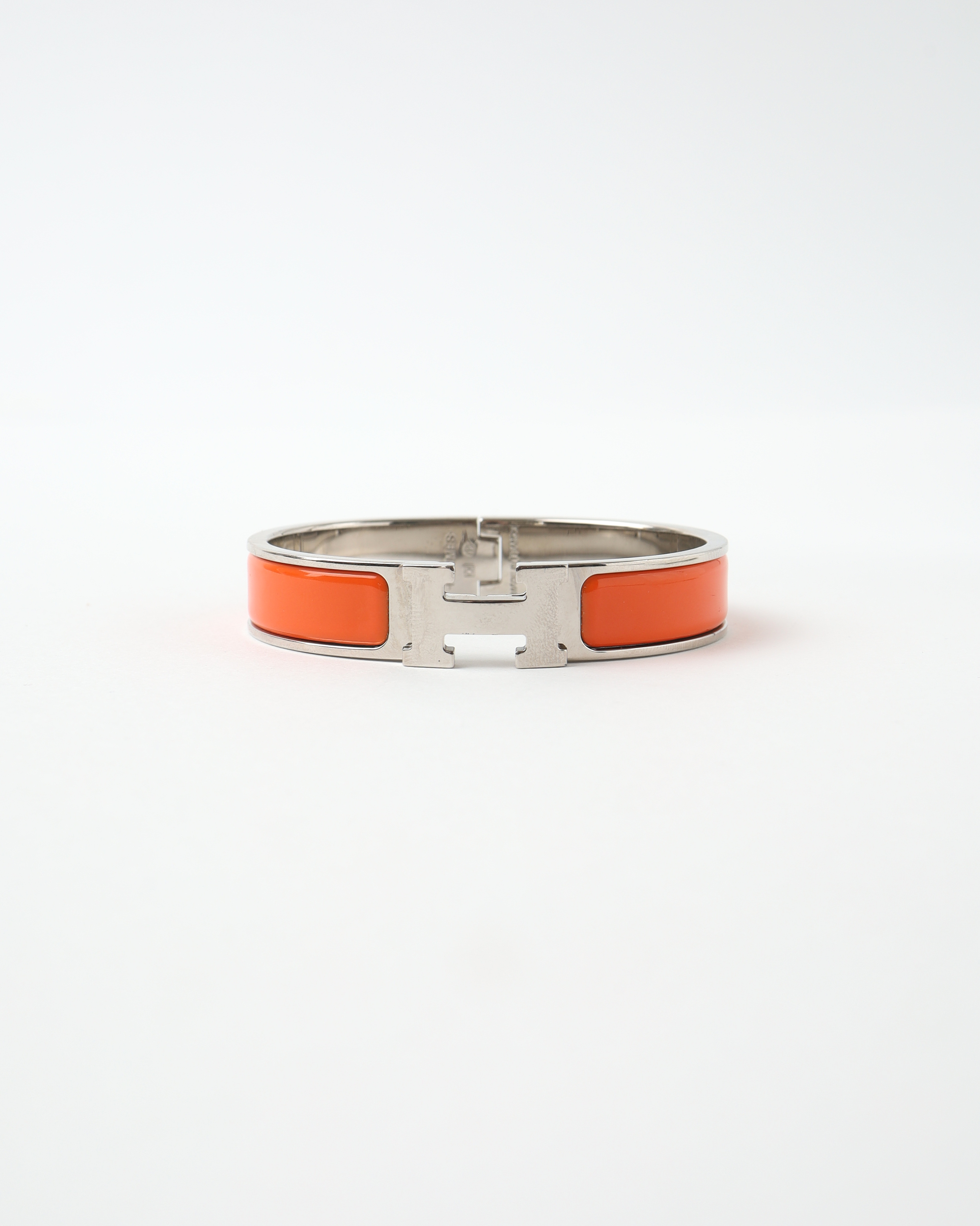 HERMÈS Clic H Bracelet PM Palladium & Orange Enamel