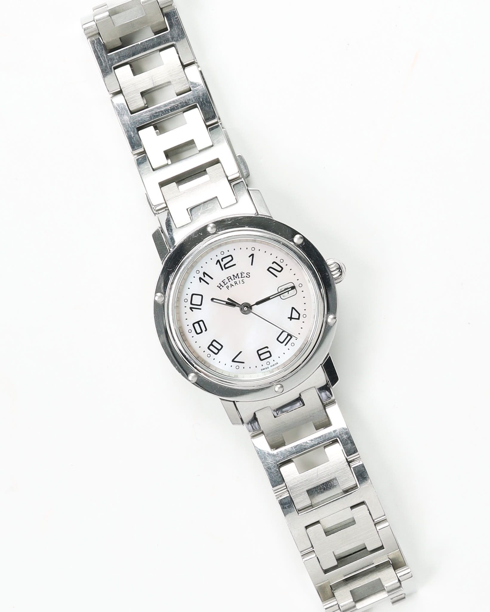 Hermès Clipper 31mm Ref CL6-410 Mother-of-Pearl Dial Watch