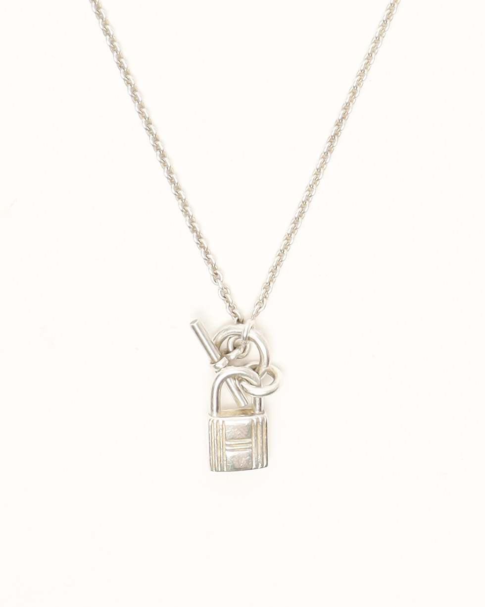 HERMÈS Kelly Cadenas Pendant Silver Necklace