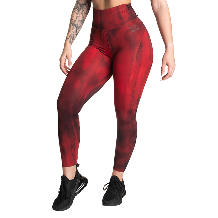 High Waist Leggings,Chili Red Grunge