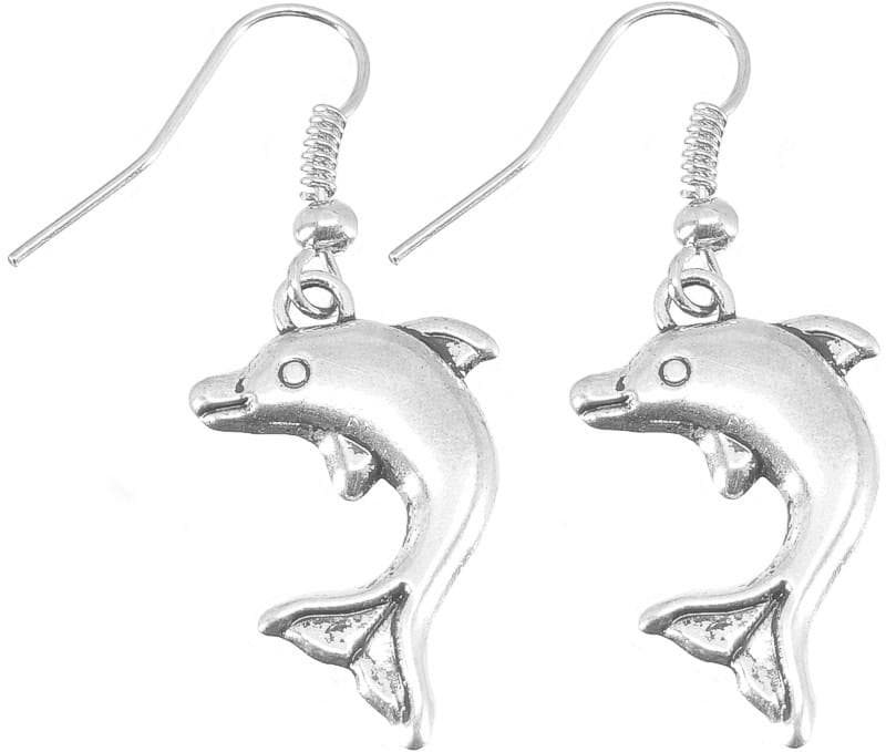 Hängande Silver Örhängen med Söta Delfiner / Dolphin