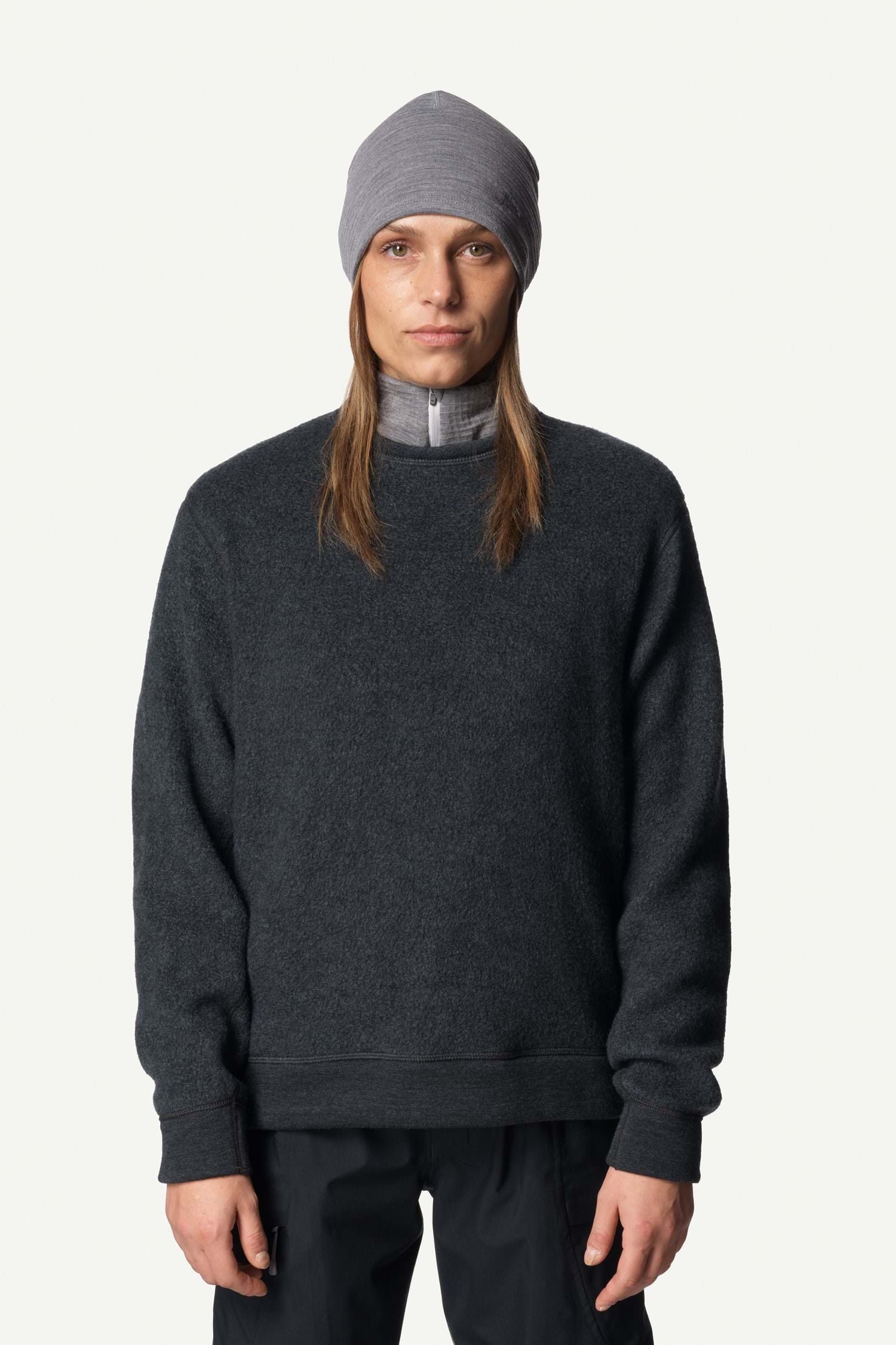 Houdini W's Alto Wool Crew, True Black, L