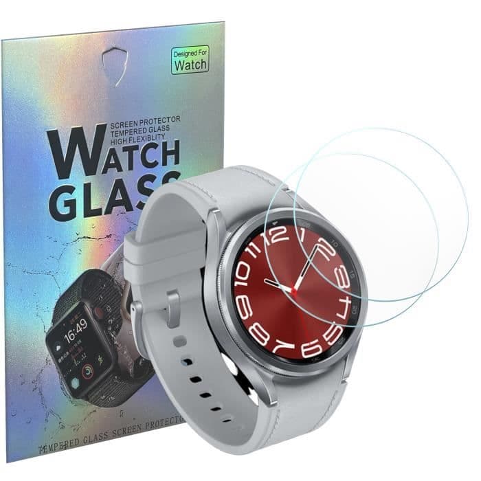 Härdat glas för Samsung Galaxy Watch 6 CLASSIC 2-pack]Skärmskydd för klocka Repstålig Phonillico®