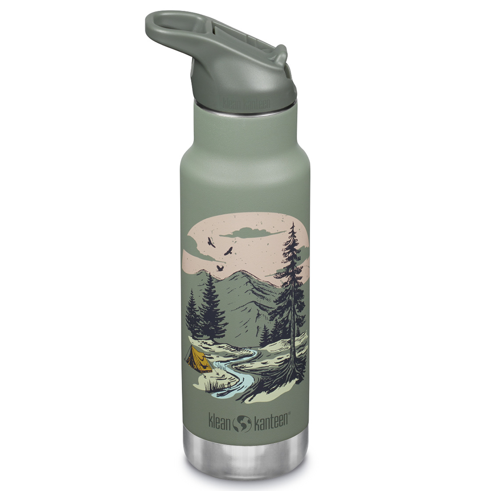 Kid Kanteen - Isolerad Vattenflaska Flip Seal Sport Cap, Mountain Scape - 355 ml