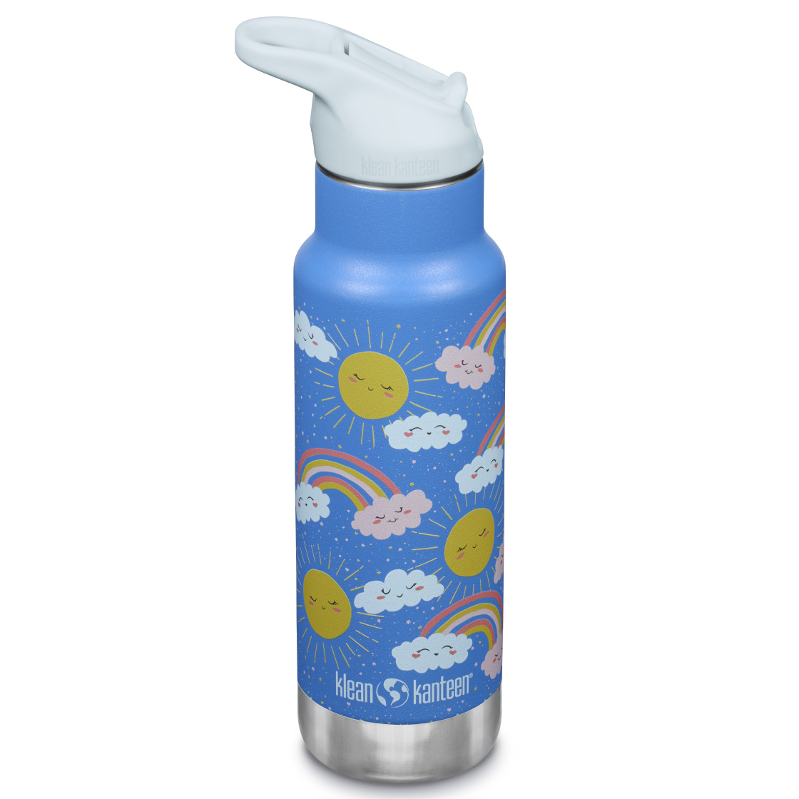 Kid Kanteen - Isolerad Vattenflaska Flip Seal Sport Cap, Rainbows Blue - 355 ml