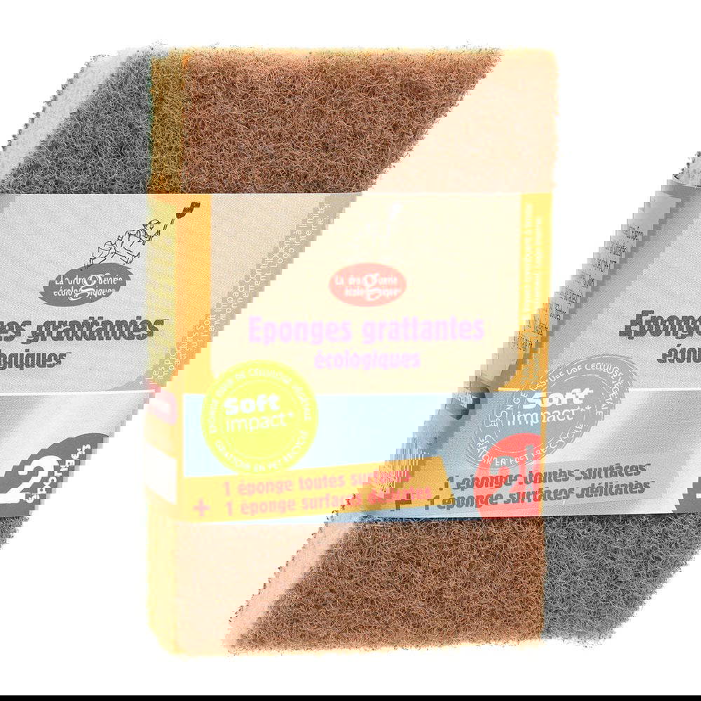 Kökssvamp grov grön och fin brun 2-pack