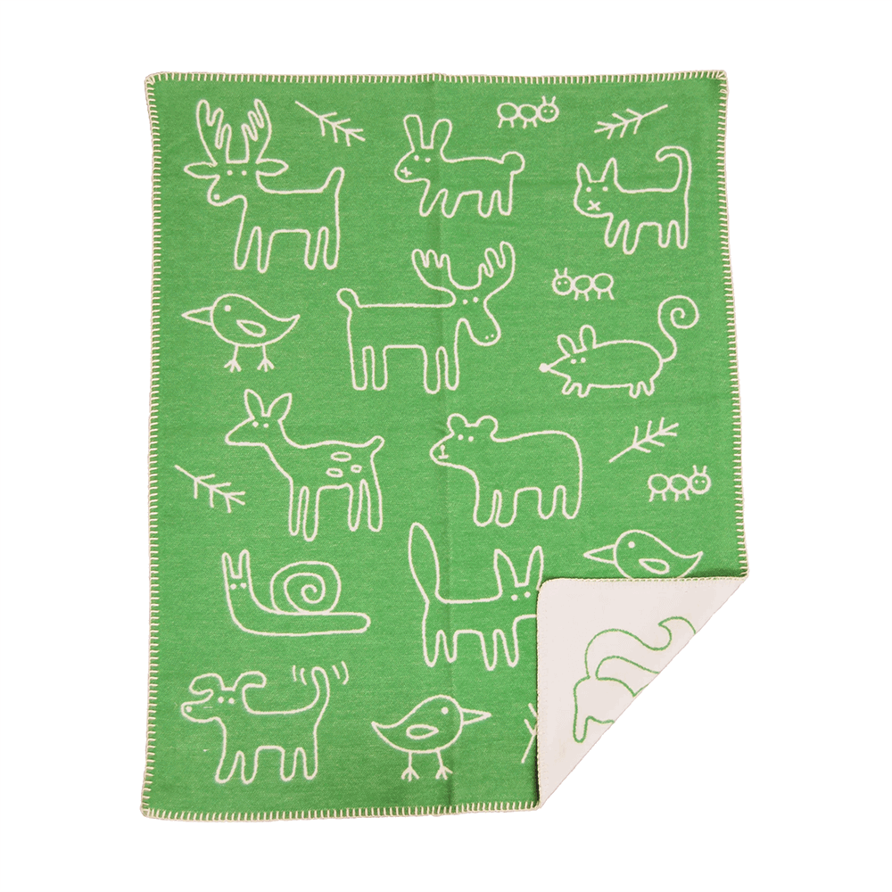 Klippan Kids Ekologisk Bomullsfilt In the Woods - Green