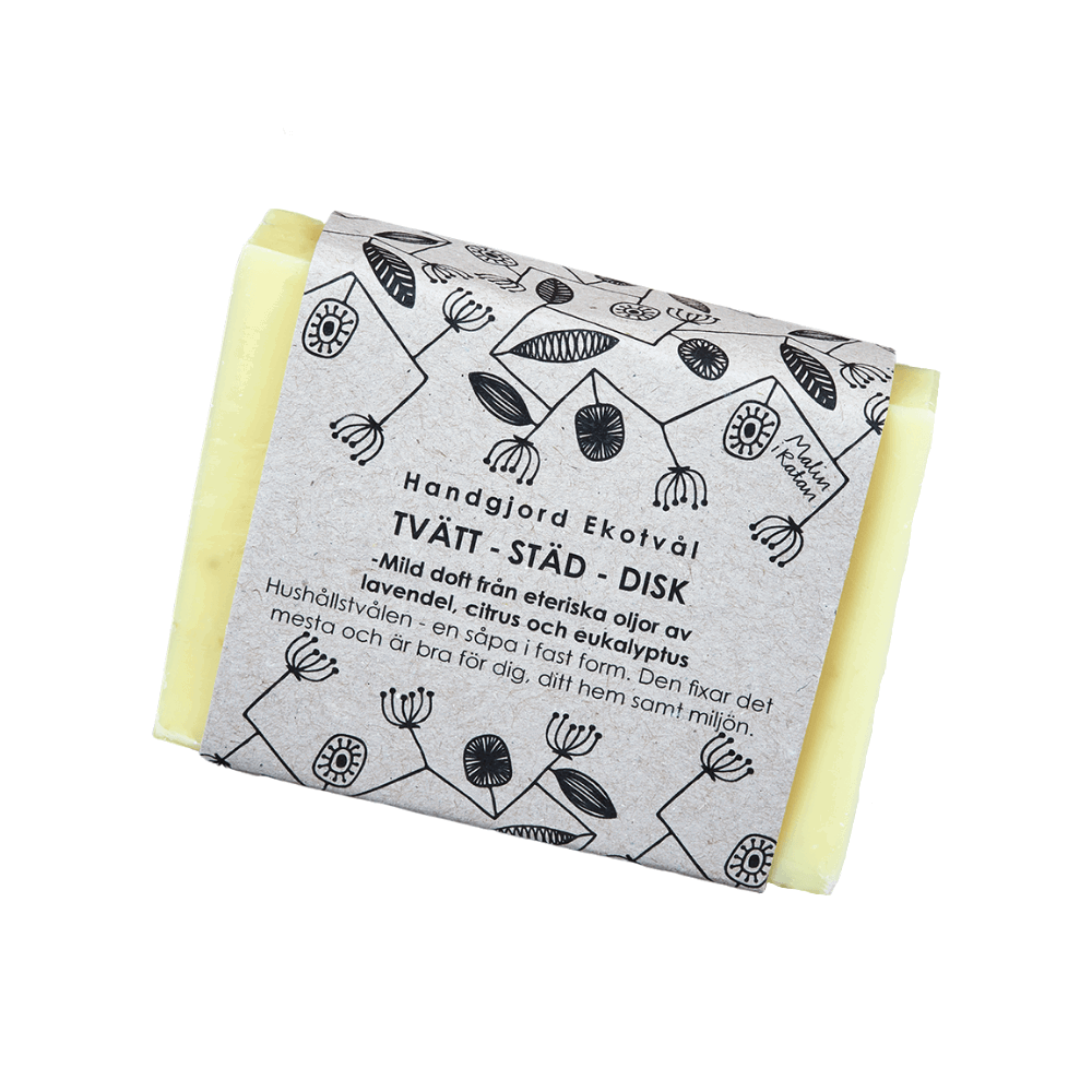 Malin i Ratan Fast Ekotvål Tvätt-Städ-Disk - Mild Doft, 160 g