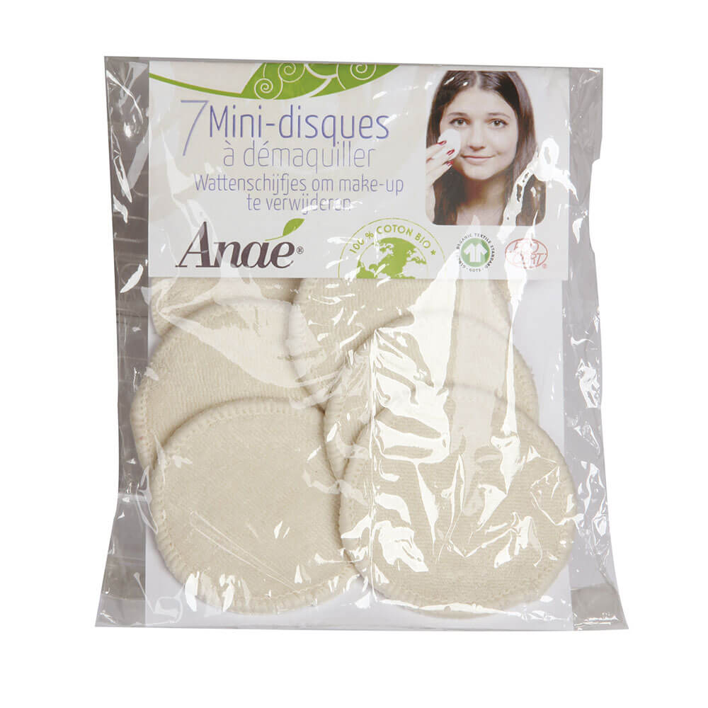 Mini Bomullspads av Ekologisk Bomull GOTS - Naturvit 7-pack