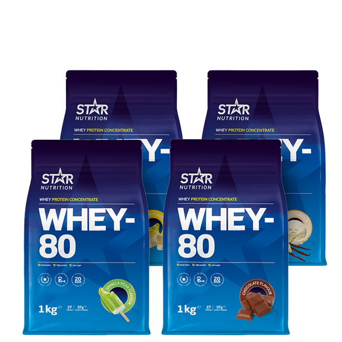 Mix&Match- 4 x Whey-80 Vassleprotein 1 kg