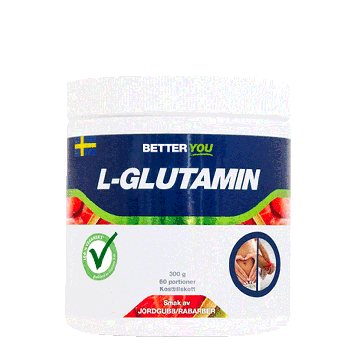 Naturligt L-Glutamin 300 g Jordgubb Rabarber