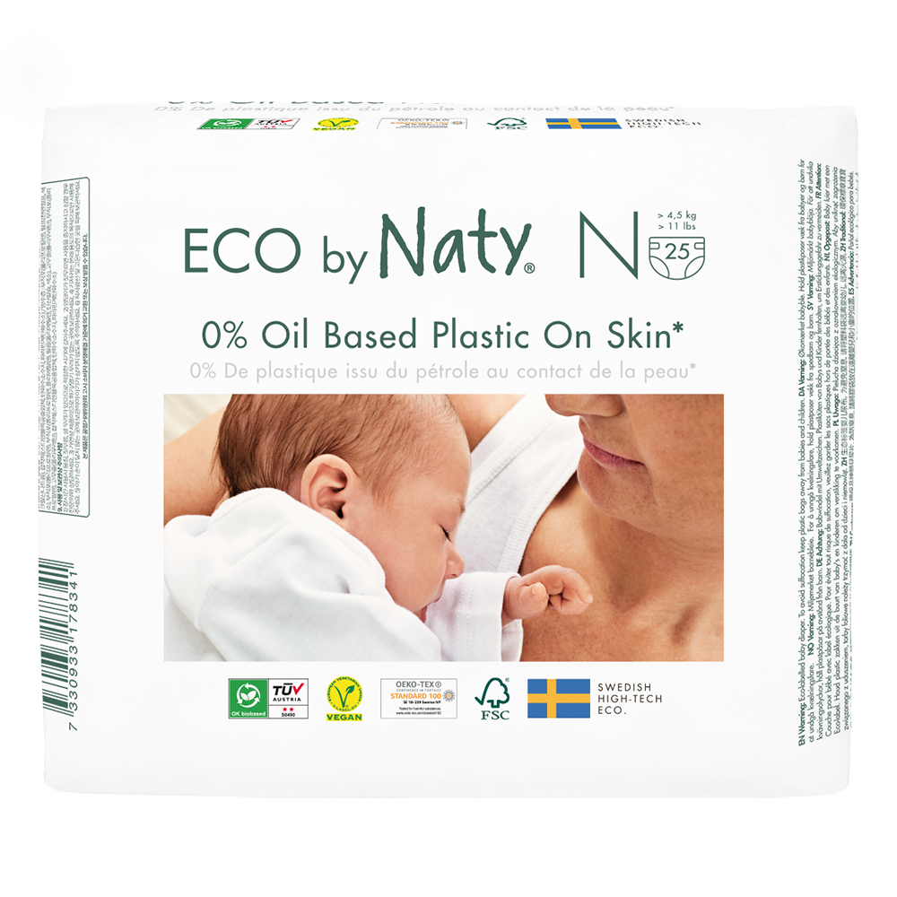 Naty - Ekologiska Blöjor Nyfödd Stl 0 (2-5 kg), 25 st
