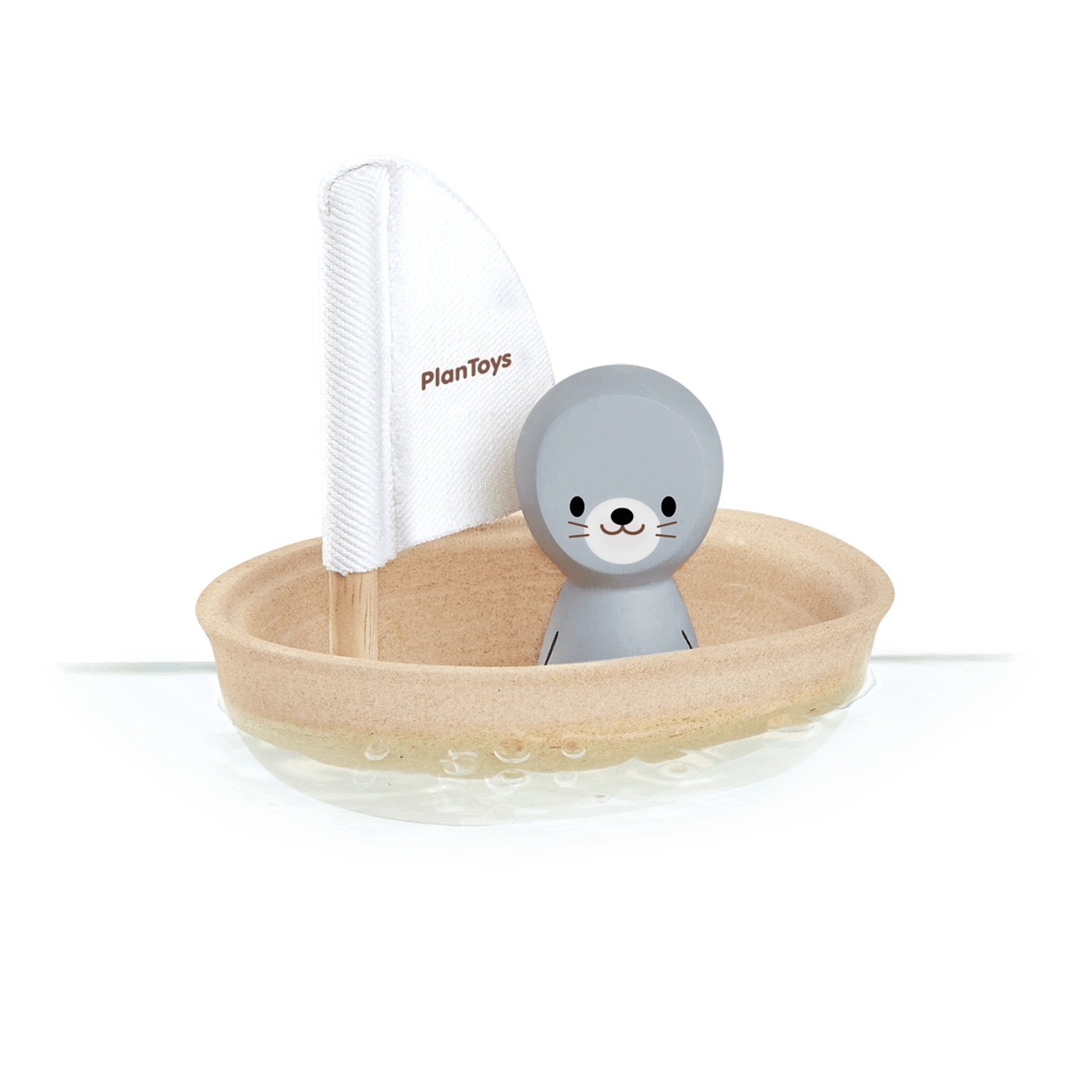 PlanToys - Badleksak Segelbåt i Trä med Säl