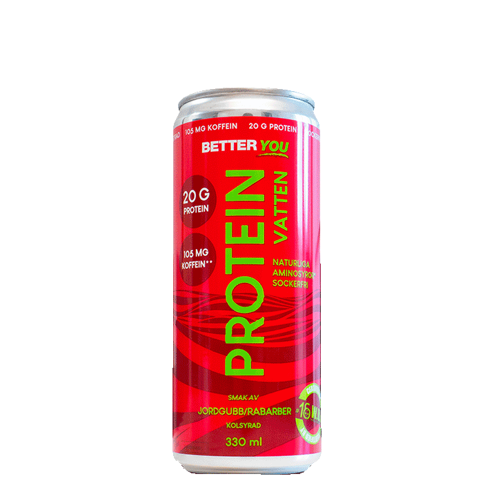 Proteinvatten Koffein 330 ml Jordgubb Rabarber