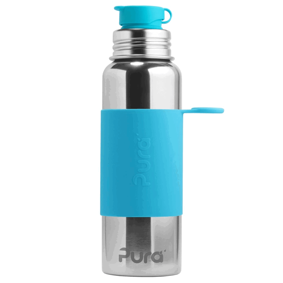 Pura - Sport Vattenflaska Rostfritt Stål med Silikonhölje 850 ml, Aqua