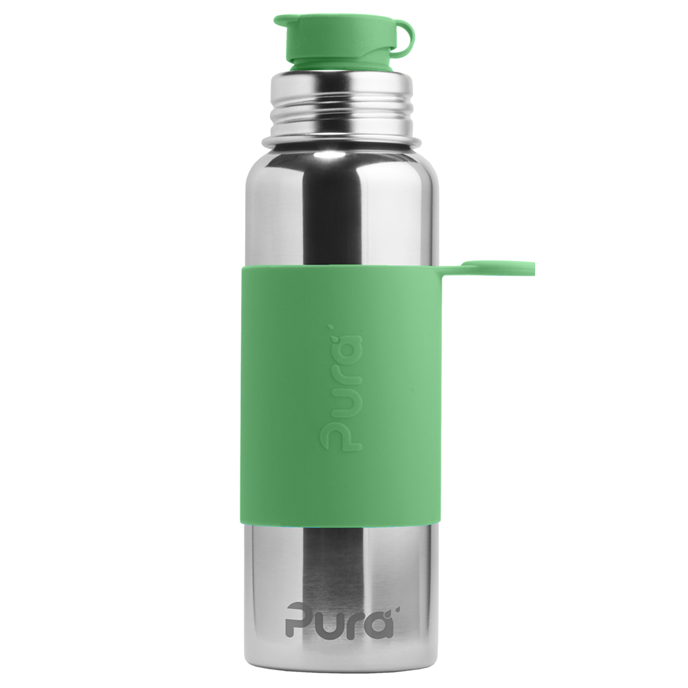 Pura - Sport Vattenflaska Rostfritt Stål med Silikonhölje 850 ml, Moss