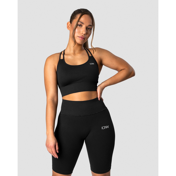 Ribbed Define Seamless Sports Bra, Black