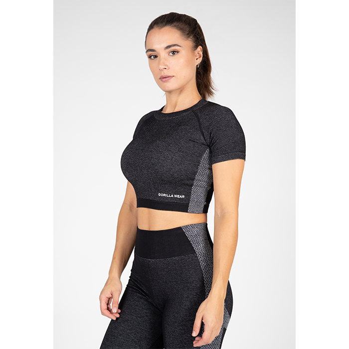 Selah Seamless Crop Top,Black