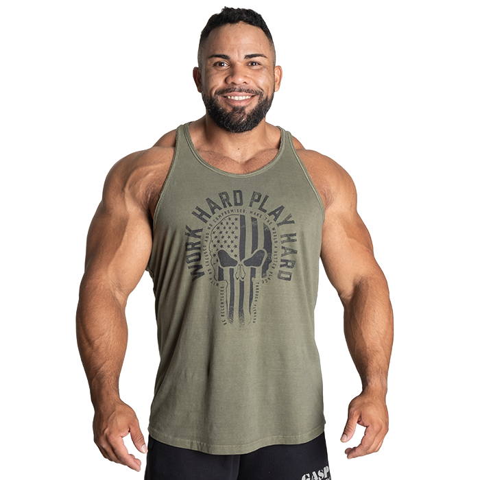 Skull T-back, Acid Washed Green
