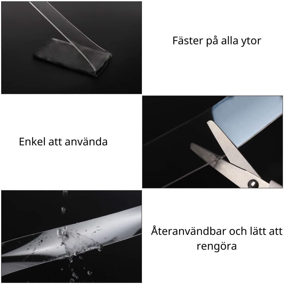 Återanvändbar NanoTejp Dubbelhäftande Transparent 1 m