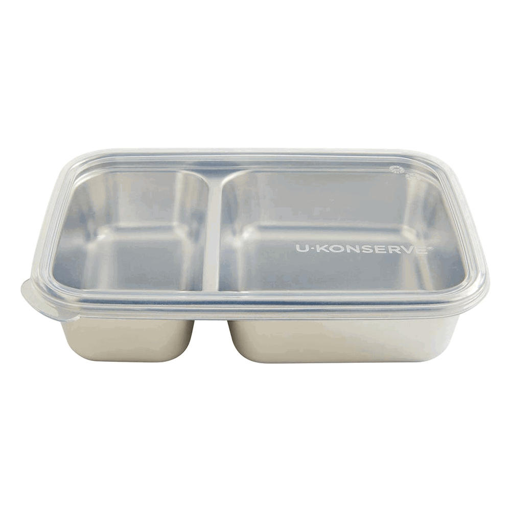 U-Konserve Matlåda i Rostfritt Stål med Silikonlock, 795 ml - Divided Rectangle Clear
