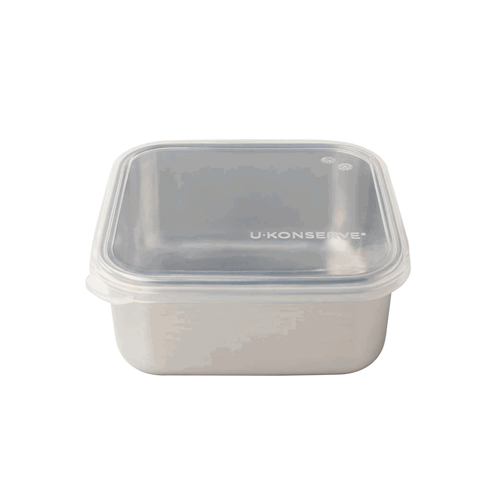 U-Konserve Matlåda i Rostfritt Stål med Silikonlock, 852 ml - Square Clear