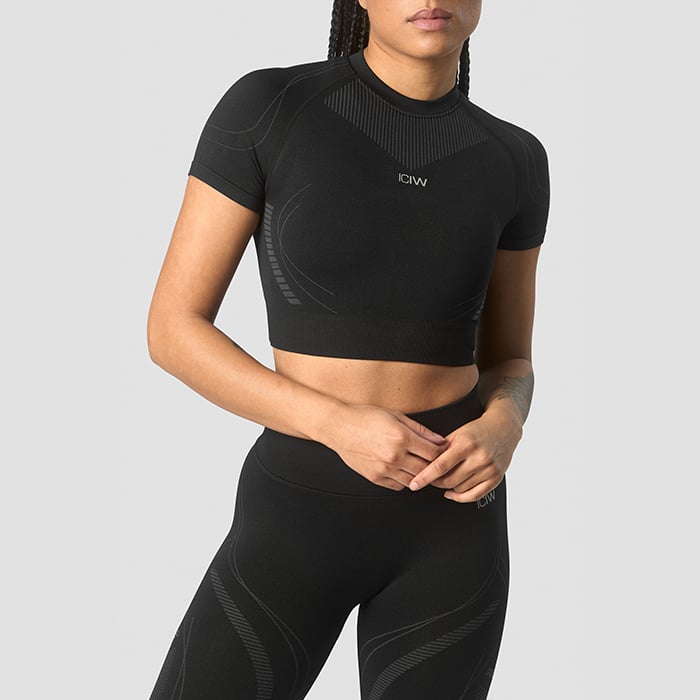 Ultra Seamless Cropped T-shirt Wmn,Black