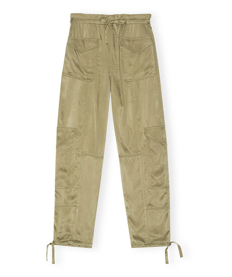 Washed satin cargo pant